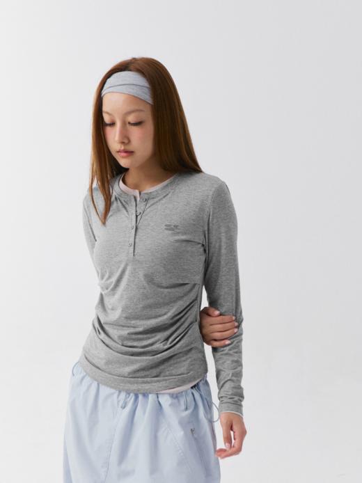 CryingCenter 凉感天丝莫代尔亨利领亲肤感收腰褶皱抽褶贴身长袖 商品图2