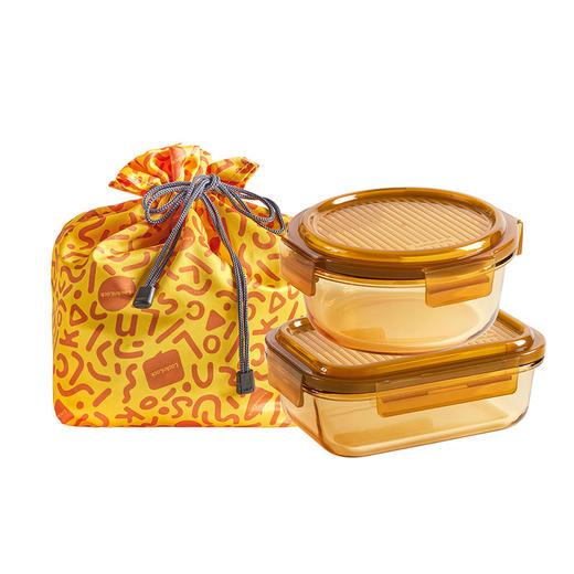 LCB226FU 晶彩琉光琥珀色玻璃保鲜盒三件套 商品图0