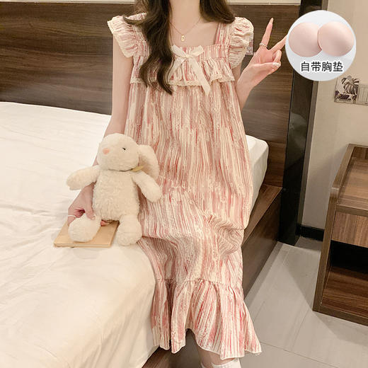 【公主风吊带睡衣】睡裙女士夏季背心睡衣新款带胸垫吊带宽松公主风春秋家居服可外穿。ry 商品图13