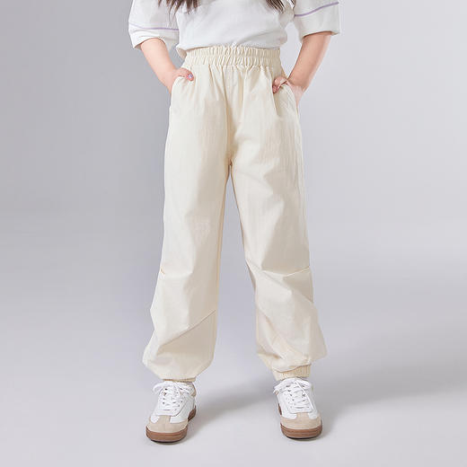 笛莎Deesha 童装女童裤子2025夏新款女童米白松紧腰散兵裤 商品图1