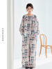 巴塞罗那的夏天丝棉印花圆领系带斜襟上衣 商品缩略图0