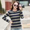 百媚生 条纹长袖T恤棉质圆领上衣9898 商品缩略图2