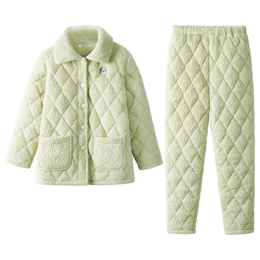 I'd爱帝女士冬款睡衣三层夹棉加厚家居服套装 商品图7