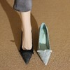【预售5天】绿色尖头高跟鞋，细跟羊反绒浅口法式蝴蝶结中跟单鞋YS&0262 商品缩略图2