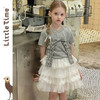 Littletime女童套装夏装2025新款儿童短袖T恤亮片蝴蝶结上衣套装 商品缩略图0