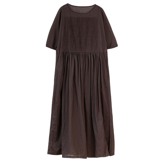 牧衣游原创100支纯棉打条连衣裙新品轻薄飘逸宽松气质长裙 秦桑曲 商品图4