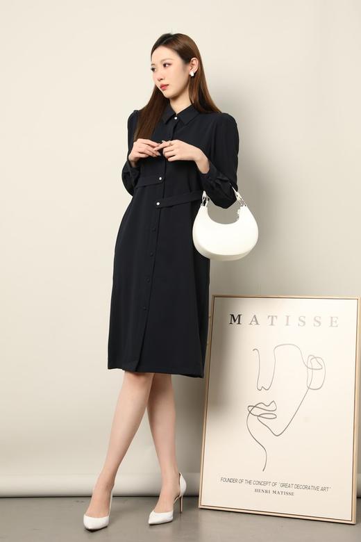 Le Malene 藏蓝色简约大气衬衫连衣裙 17762 商品图3