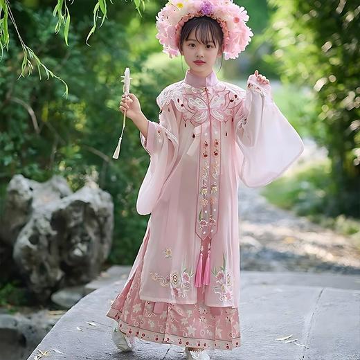 千韵岗 花未眠明制汉服套装 新中式女童薄纱长袍马面裙 商品图1