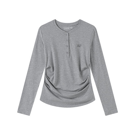 CryingCenter 凉感天丝莫代尔亨利领亲肤感收腰褶皱抽褶贴身长袖 商品图7