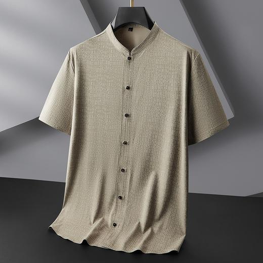 【弹力】【DDP】大依优型大码短袖衬衫加肥大码中国风男装半袖立领衬衣夏季新款肥佬时尚上衣胖子 商品图2