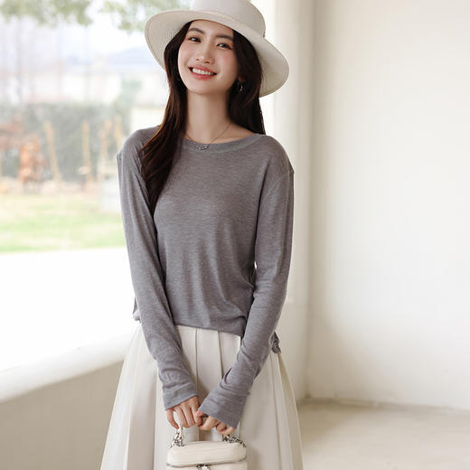 【天丝醋酸系列】春夏醋酸天丝莱赛尔打底衫 圆领罩衫防晒衣 长袖T恤微透外穿针织衫  商品图6