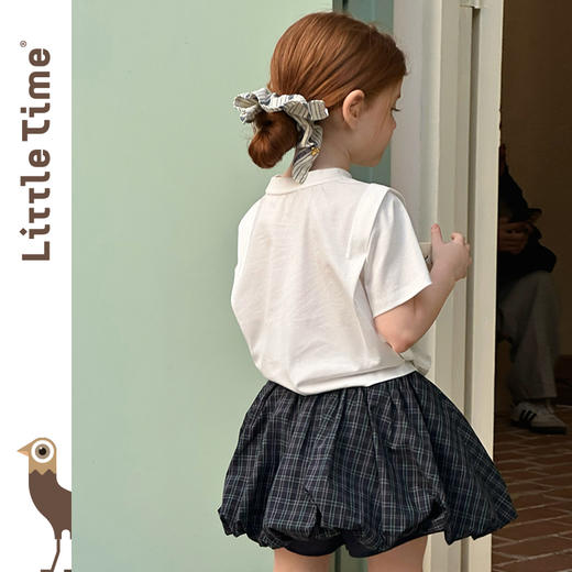 littletime女童t恤法式优雅2025夏季洋气韩版儿童纯棉宽松短袖 商品图3