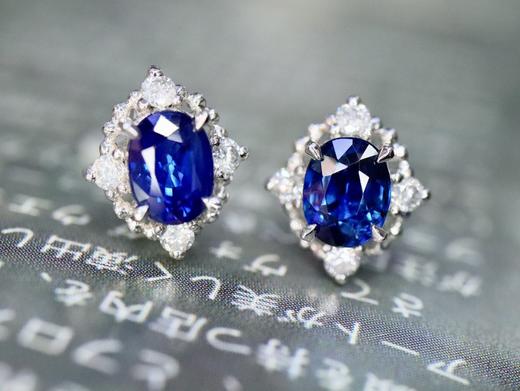 1.1ct刻面蓝宝石耳钉 商品图3