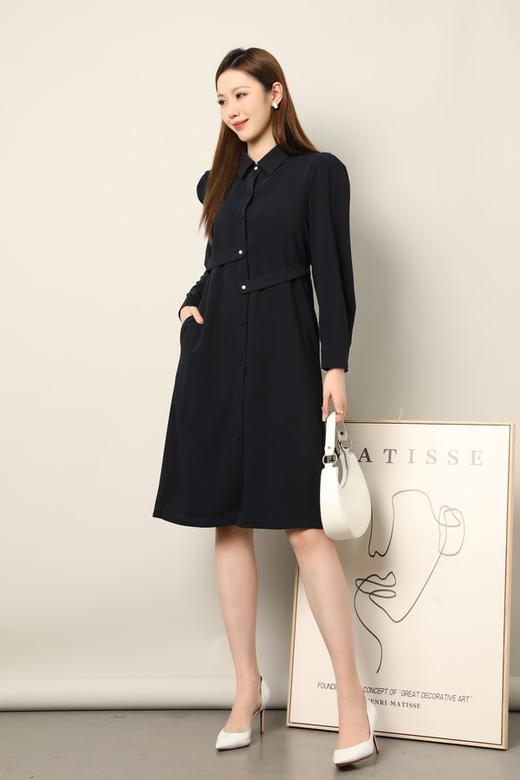 Le Malene 藏蓝色简约大气衬衫连衣裙 17762 商品图2