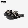 MIO米奥外穿凉拖鞋女法式方头蝴蝶结波点平底一字拖M253131938 商品缩略图2