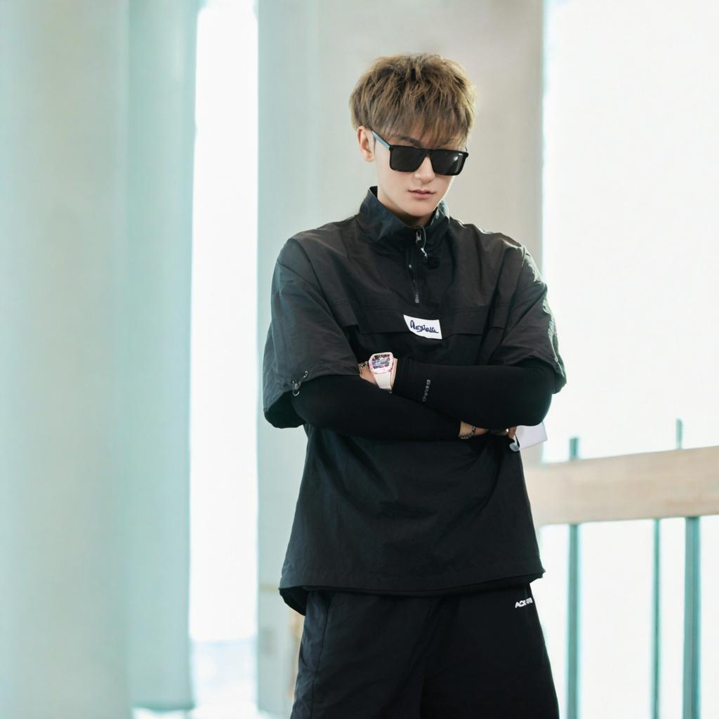 【黄子韬同款】YKYB黄子韬宽松短袖休闲两件套潮流百搭套装半拉链上衣夏