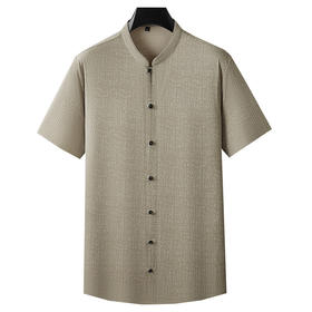 【弹力】【DDP】大依优型大码短袖衬衫加肥大码中国风男装半袖立领衬衣夏季新款肥佬时尚上衣胖子