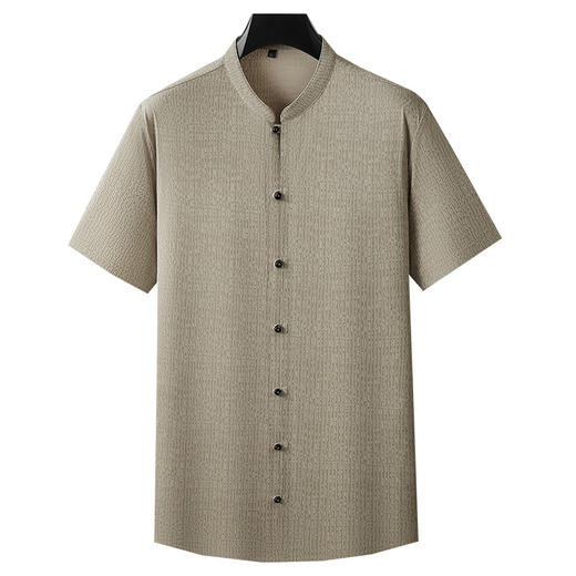 【弹力】【DDP】大依优型大码短袖衬衫加肥大码中国风男装半袖立领衬衣夏季新款肥佬时尚上衣胖子 商品图0