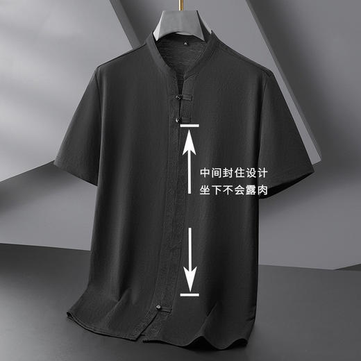 【封口款】【DDP】大依优型大码套头立领短袖衬衫男加肥大码中国风盘扣衣服胖子夏装上衣 商品图1