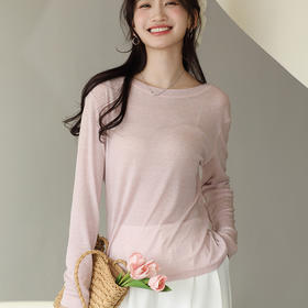 【天丝醋酸系列】春夏醋酸天丝莱赛尔打底衫 圆领罩衫防晒衣 长袖T恤微透外穿针织衫 