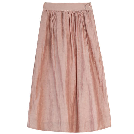 牧衣游原创手工刺绣丝棉半裙松紧腰宽松肌理感质朴百搭A字裙 醒椿 商品图4