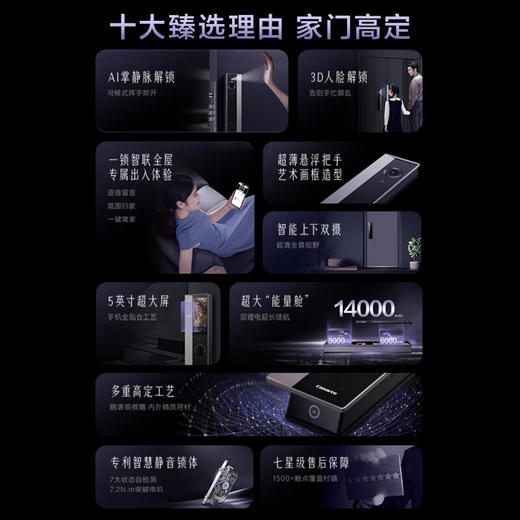 卡萨帝智能家用门锁X80掌静脉3D人脸识别指纹密码防盗安全锁电子锁 商品图1