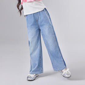 笛莎Deesha 童装女童裤子2025夏新款女童侧边撞色牛仔裤