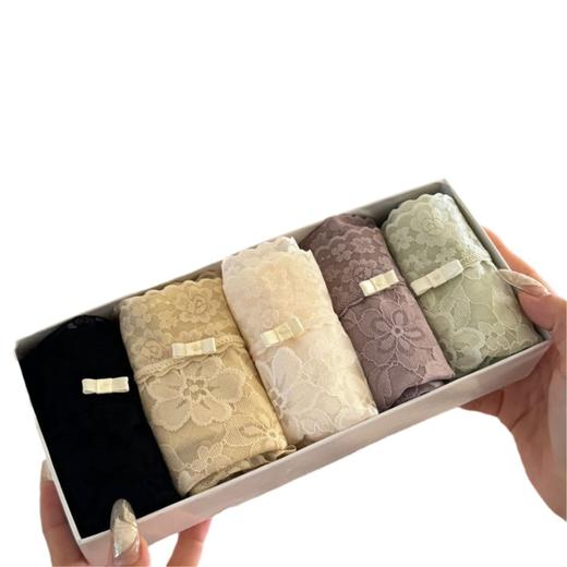 【春日纯欲穿搭】VICTONINA'SSWEET蕾丝内裤礼盒 7A桑蚕丝抗菌裆部 包臀不卡档不勒腰 5条盒装 商品图4