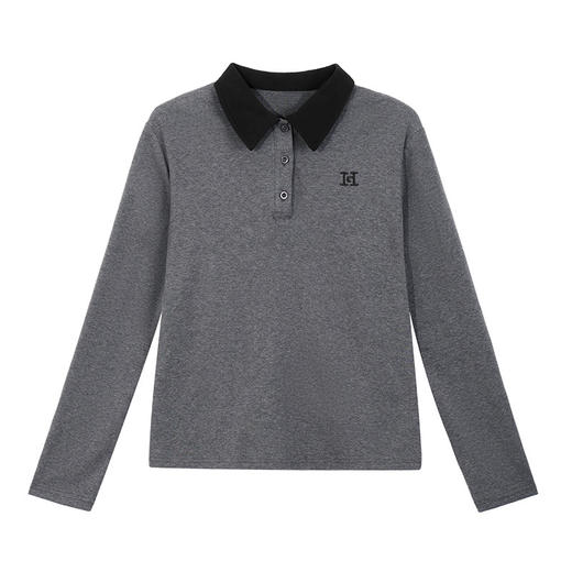 雀说高端长袖t恤女打底衫爆款洋气女装宽松翻领上衣AL10010 商品图4