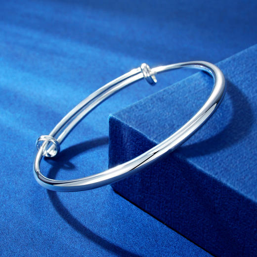 【999足银】卡蒂罗/KADER 莫比乌斯素圈光面手镯  简约小众年轻款满天星实心银镯 蛇年本命年#好运 999纯银 商品图2