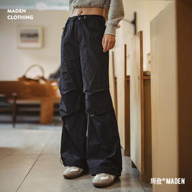 马登美式褶皱高街工装vibe风伞兵裤阔腿抽绳束脚舞蹈长裤春夏女