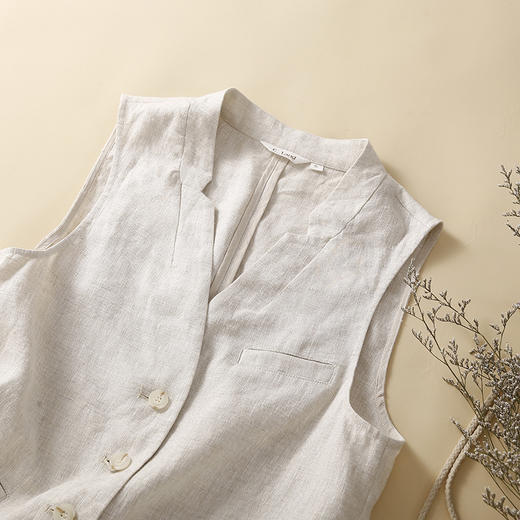 雀说新款文艺宽松纯色棉麻背心马甲女外套马夹上衣AL6297 商品图2