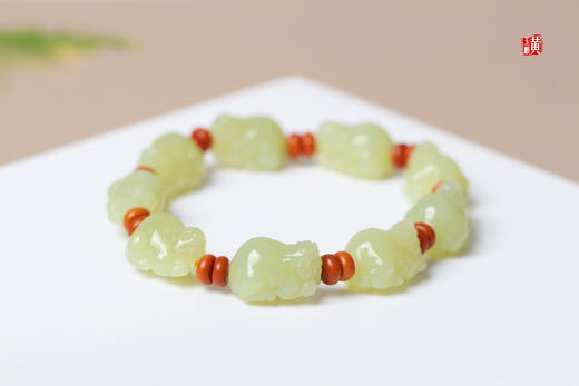 和田玉黄玉【招财貔貅】手串 商品图1