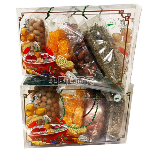 【1盒4大袋】高档四色礼盒 青海大通特色穆茶客八宝茶红色礼盒 重2.6Kg 内含4袋珍品 （桂圆1斤，红枣1斤，茶叶 4 两，黄冰糖2斤）全国包邮 商品图1