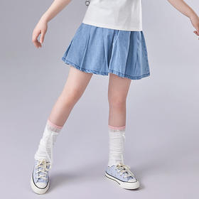 笛莎Deesha 童装女童半身裙2025夏新款女童浅牛仔百褶牛仔裙