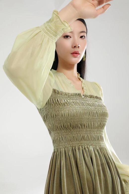 L.Fleuri 复古V领法式茶歇连衣裙 17808 商品图3