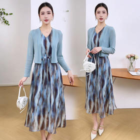 气质时尚开衫，背心两件套连衣裙YX-SZWY5039