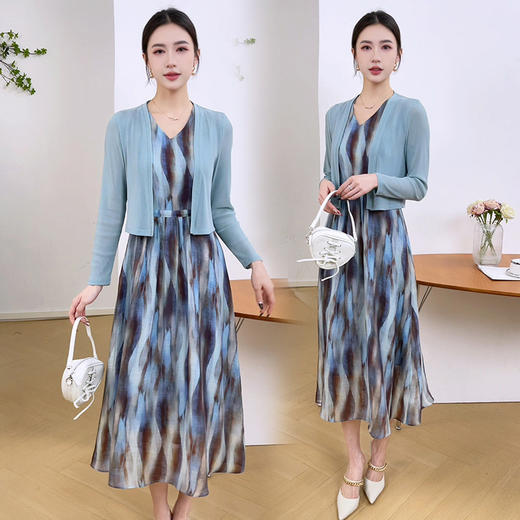 气质时尚开衫，背心两件套连衣裙YX-SZWY5039 商品图0