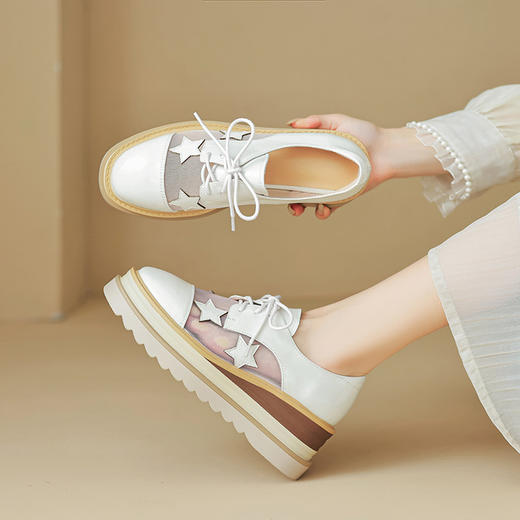 【预售5天】春夏季透气百搭时尚通勤系带厚底凉鞋新款日常休闲网纱松糕鞋YS&2390 商品图0