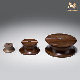 铜师傅 黑胡桃原木《金箍棒底座》工艺品摆件 圆形实木底座
