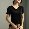 百媚生 短袖T恤女桑蚕丝V领夏季莱赛尔天丝凉感打底衫上衣R6805 商品缩略图7