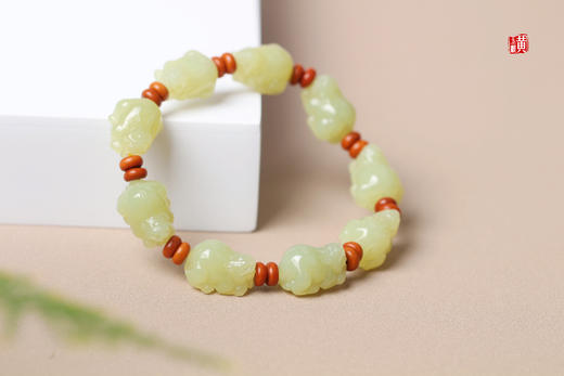 和田玉黄玉【招财貔貅】手串 商品图2