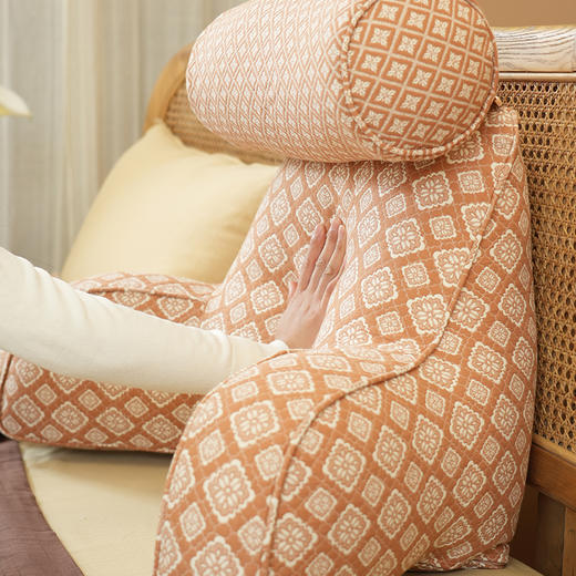 菱形雏菊系列拼色颈枕护腰靠床头靠垫软包大靠背高级感腰靠卧室可拆洗 商品图2