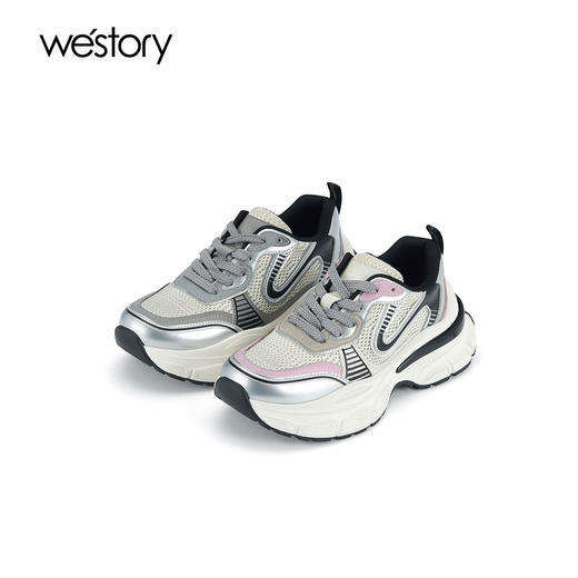 westory2024年春季新款超轻厚底系带圆头运动鞋慢跑鞋老爹鞋S24AM57531 商品图0