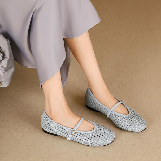westory春季新款新中式国风鞋玛丽珍洞洞鞋W24AH57721 商品图3