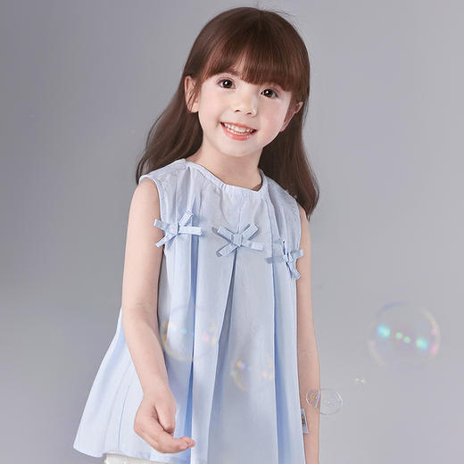 笛莎Deesha 童装女童套装2025夏新款女童优雅立体蝴蝶结装饰阔腿裤套装 商品图1