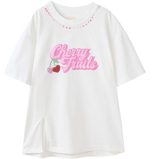 笛莎Deesha 童装女童T恤2025夏新款女童圆领开衩款T恤 商品图4