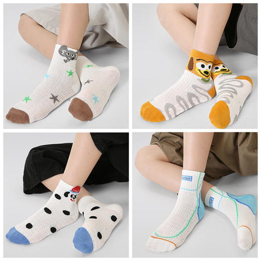 【醒粉福利19.9元5双】2025春夏薄款卡通小狗网眼袜 无骨精梳棉透气童袜 商品图4