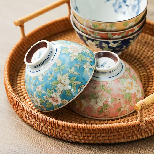 日本遊器物美浓烧山茶花碗5件装 商品图2