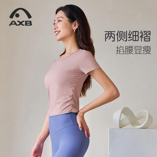 春夏lulu条纹显瘦瑜伽服短袖女专业健身衣运动T恤速干普拉提上衣A25189NSL 商品图6